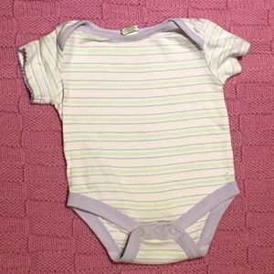 George Organic Cotton Striped Onesie Size 0-3 Months Lavender Stripes